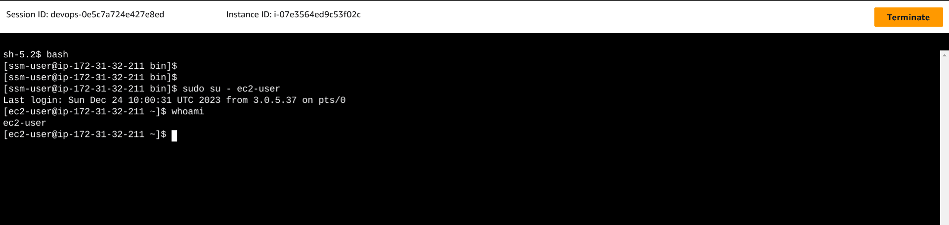 How to connect AWS EC2 Instance via Session Manager?